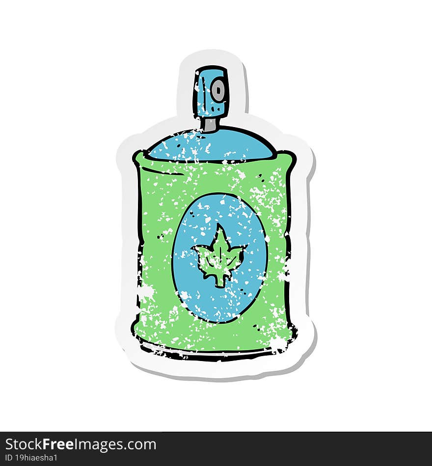 Retro Distressed Sticker Of A Cartoon Fragrance Spray