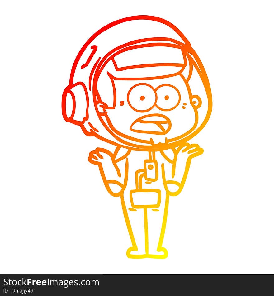 warm gradient line drawing cartoon surprised astronaut