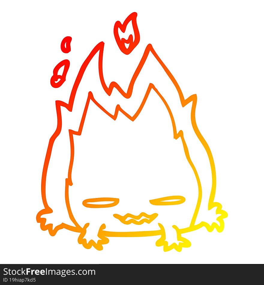 Warm Gradient Line Drawing Cartoon Fire Demon