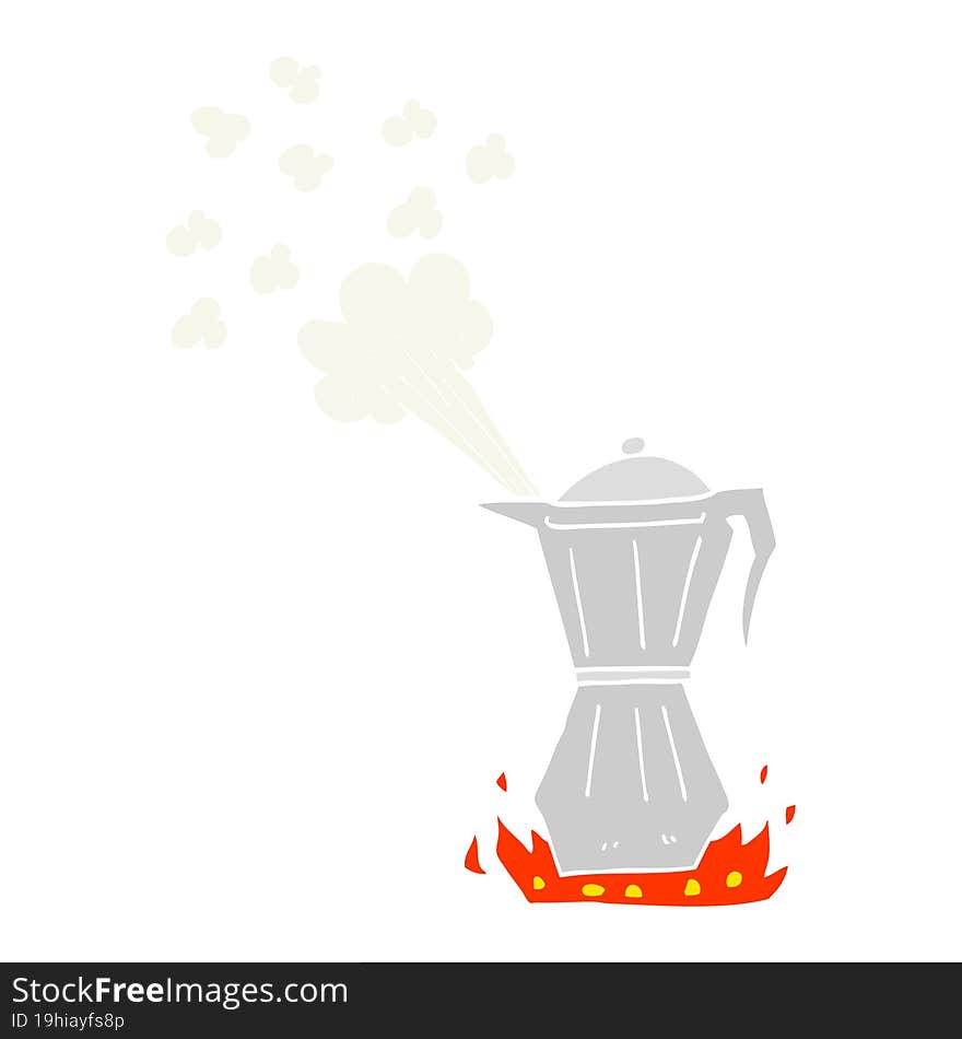 flat color illustration of a cartoon stovetop espresso maker