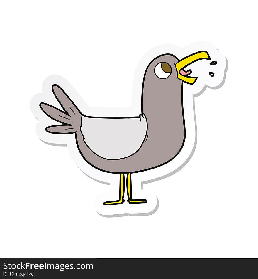 Sticker Of A Cartoon Bird