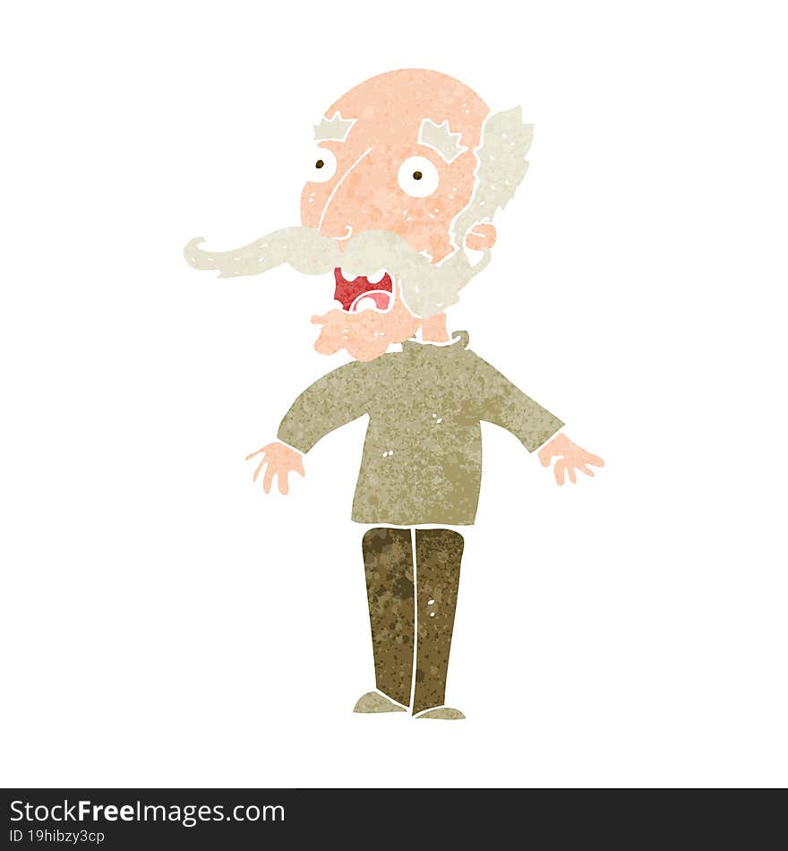 Cartoon Old Man Gasping In Surprise