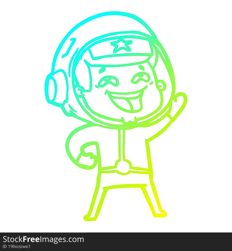 cold gradient line drawing cartoon laughing astronaut