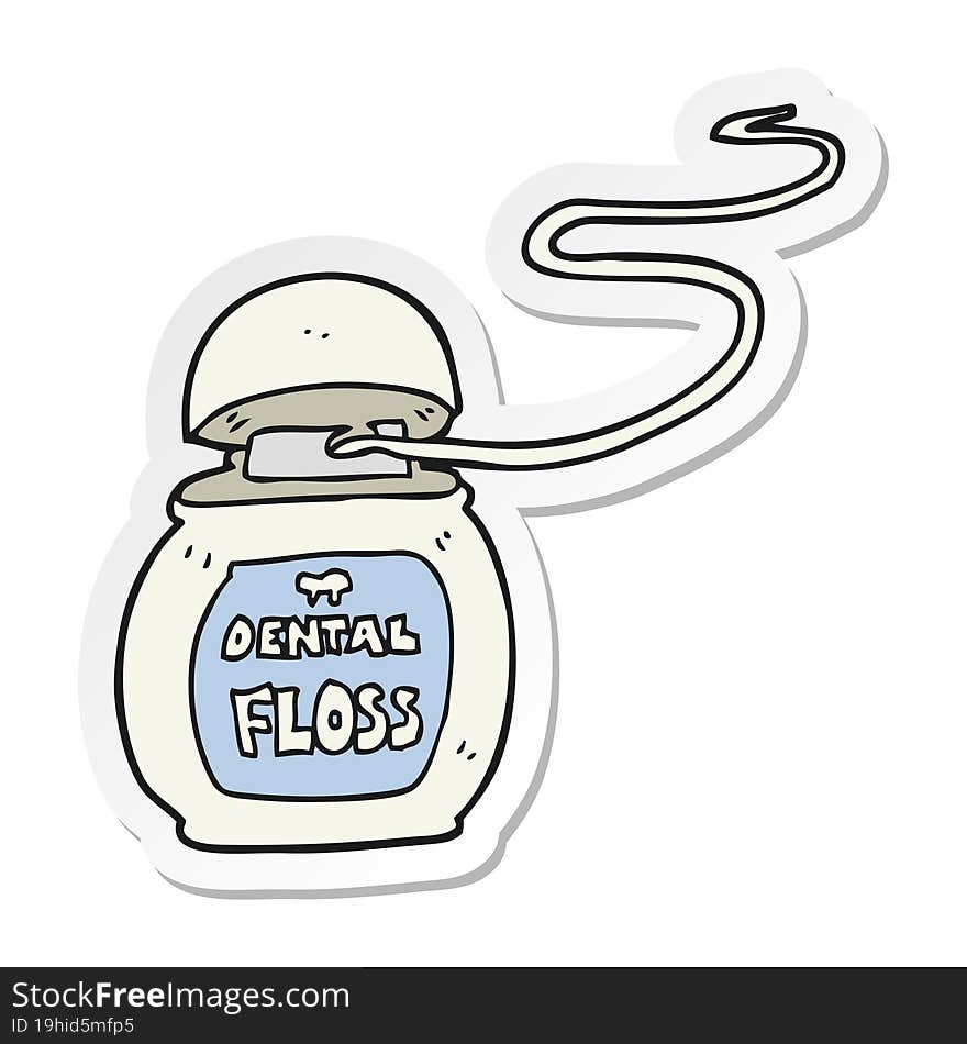 Sticker Of A Cartoon Dental Floss