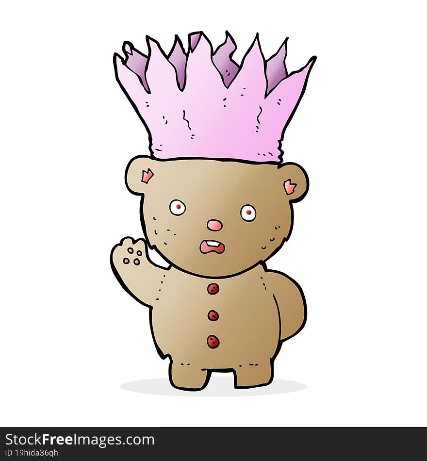 Cartoon Teddy Bear Wearing Paper Crown