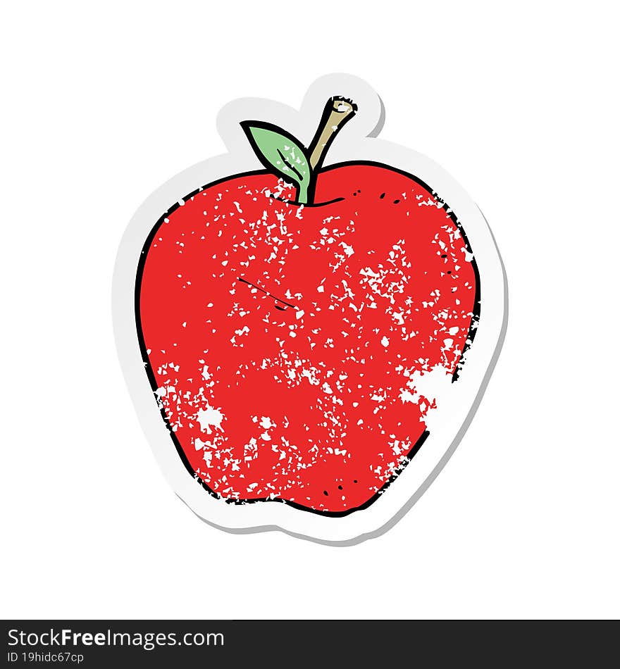 retro distressed sticker of a cartoon apple