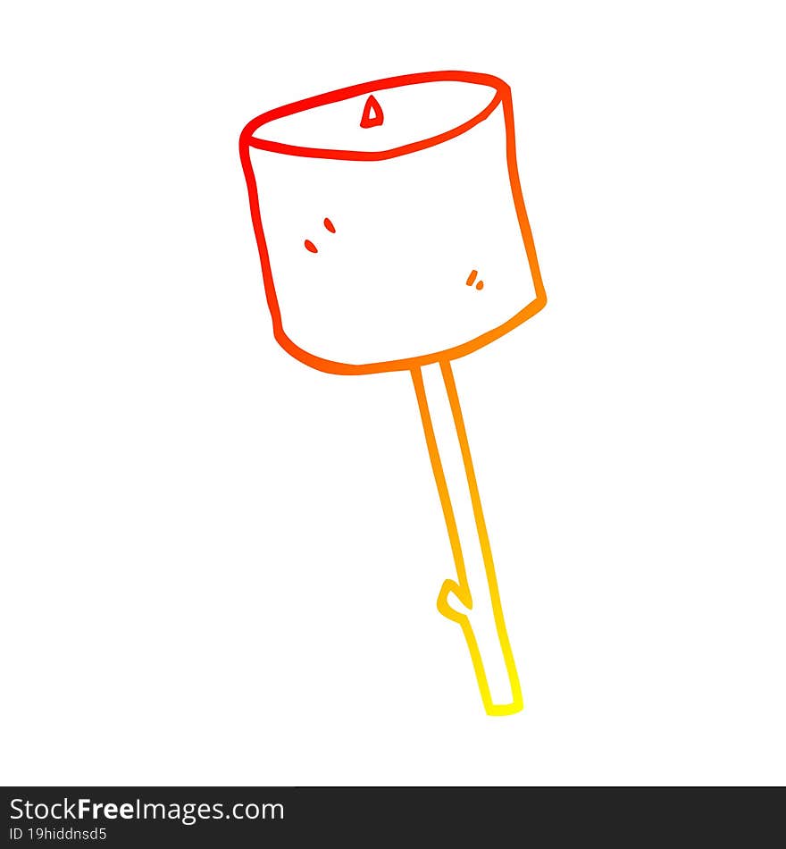 warm gradient line drawing cartoon marshmallow on stick