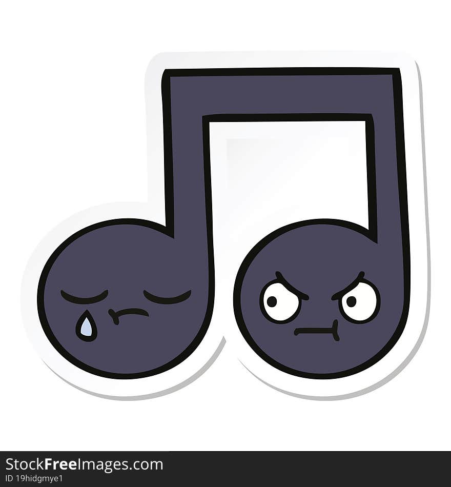 sticker of a cute cartoon musical note