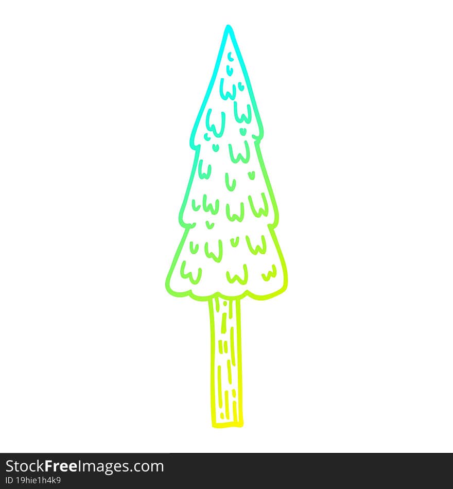 cold gradient line drawing cartoon pine trees