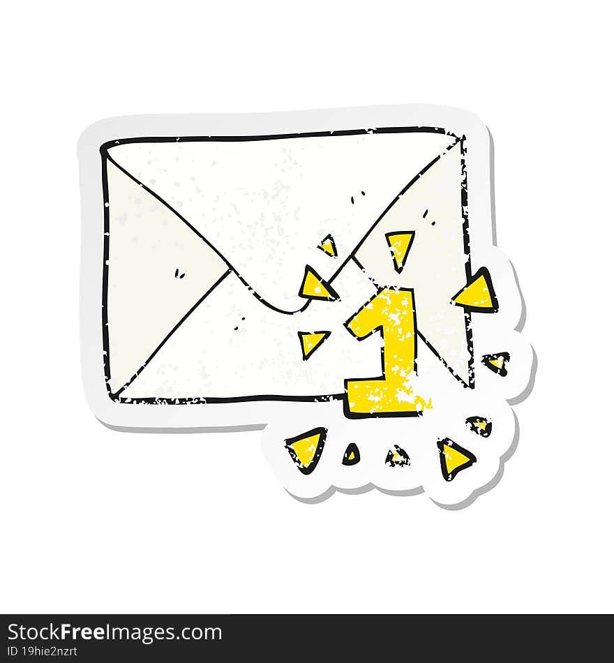 retro distressed sticker of a cartoon email message