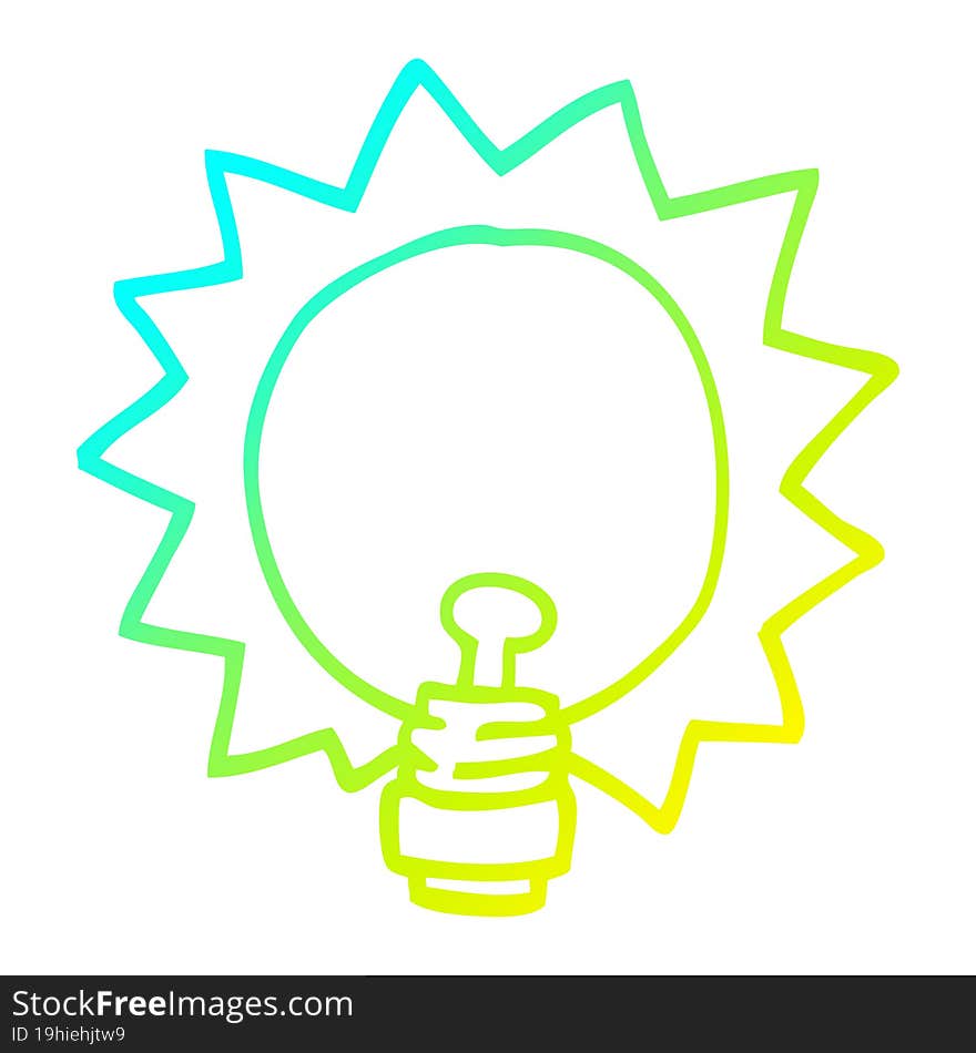 cold gradient line drawing cartoon light bulb