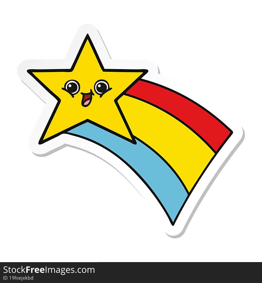 sticker of a cute cartoon shooting rainbow star