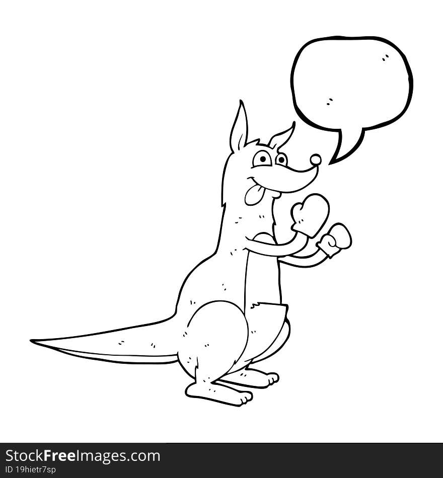 freehand drawn speech bubble cartoon boxing kangaroo