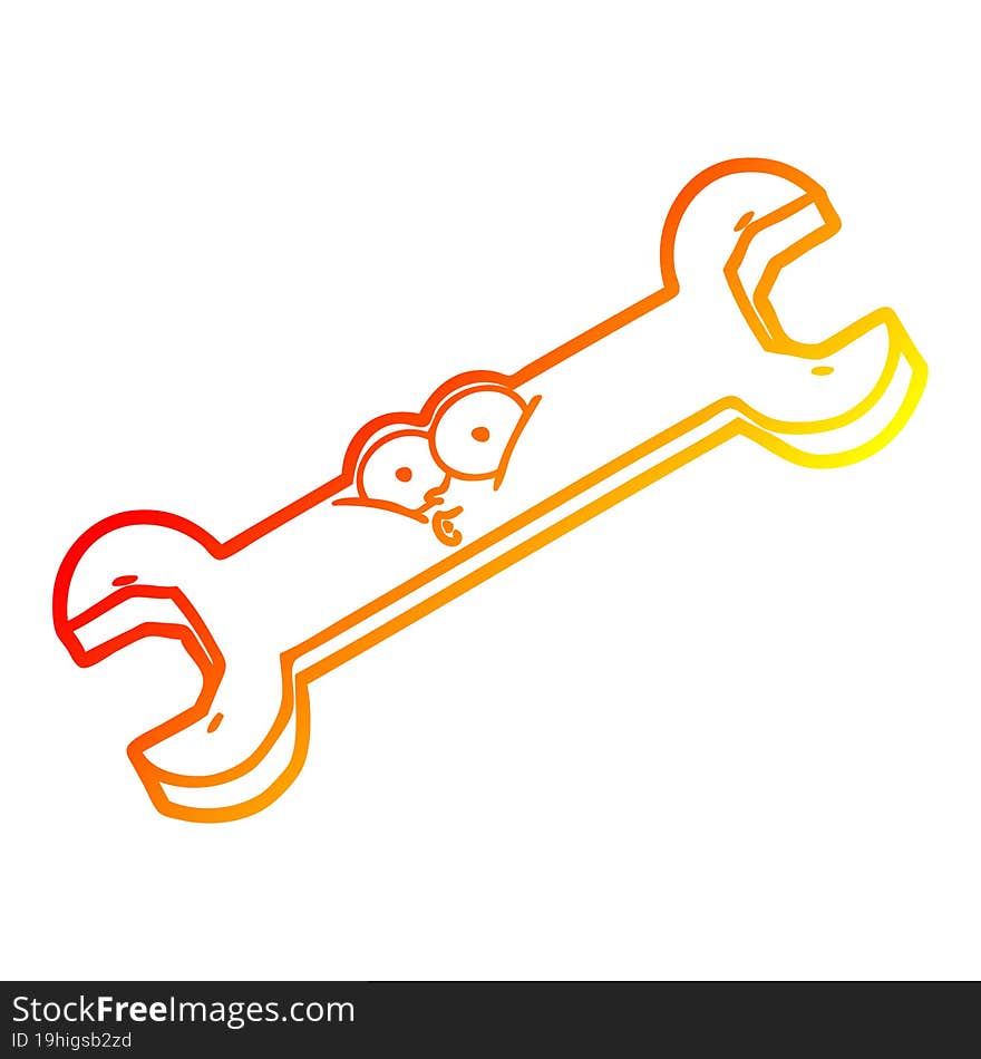 warm gradient line drawing cartoon spanner