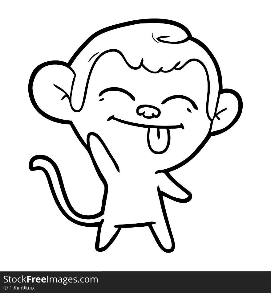 funny cartoon monkey waving. funny cartoon monkey waving