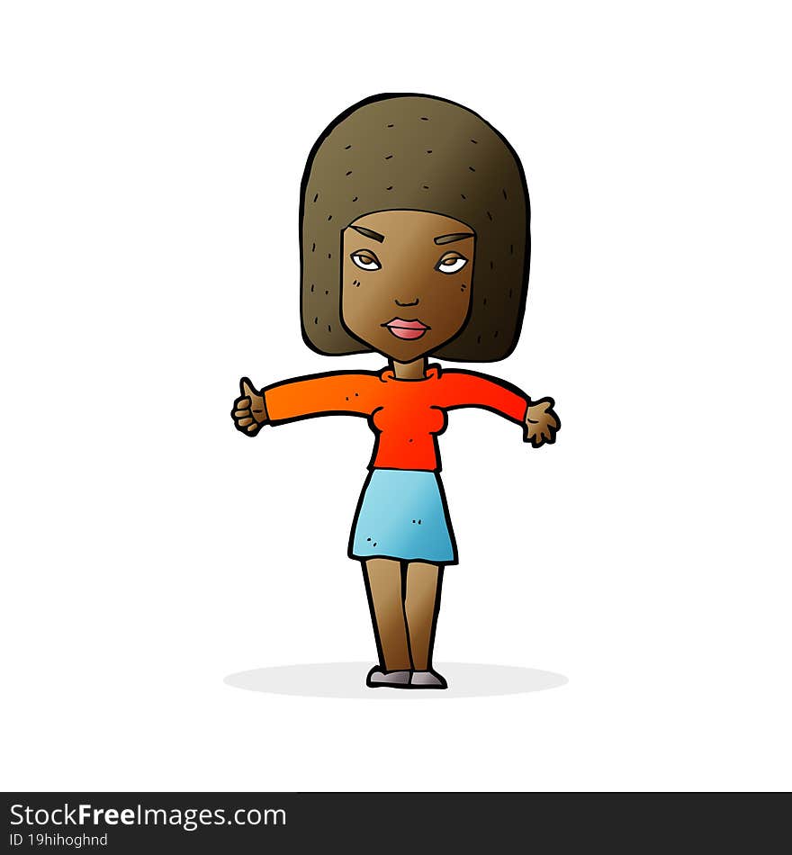 cartoon woman giving thumbs up symbol