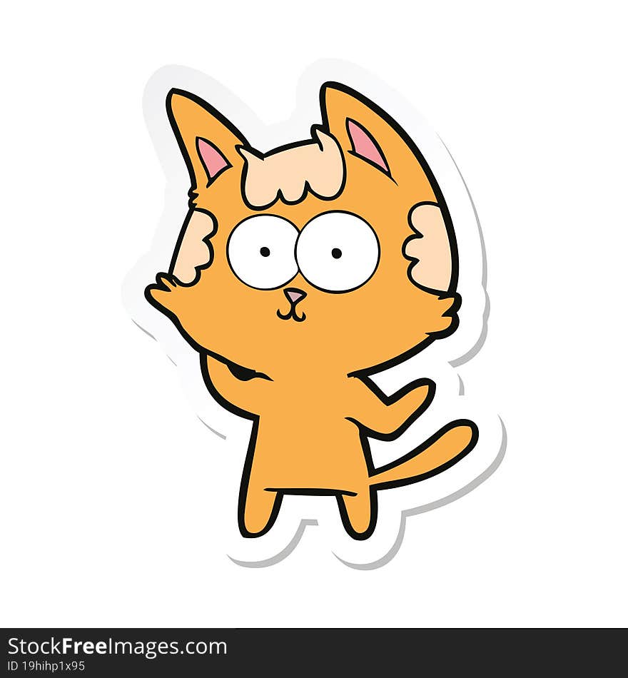 Sticker Of A Happy Cartoon Cat