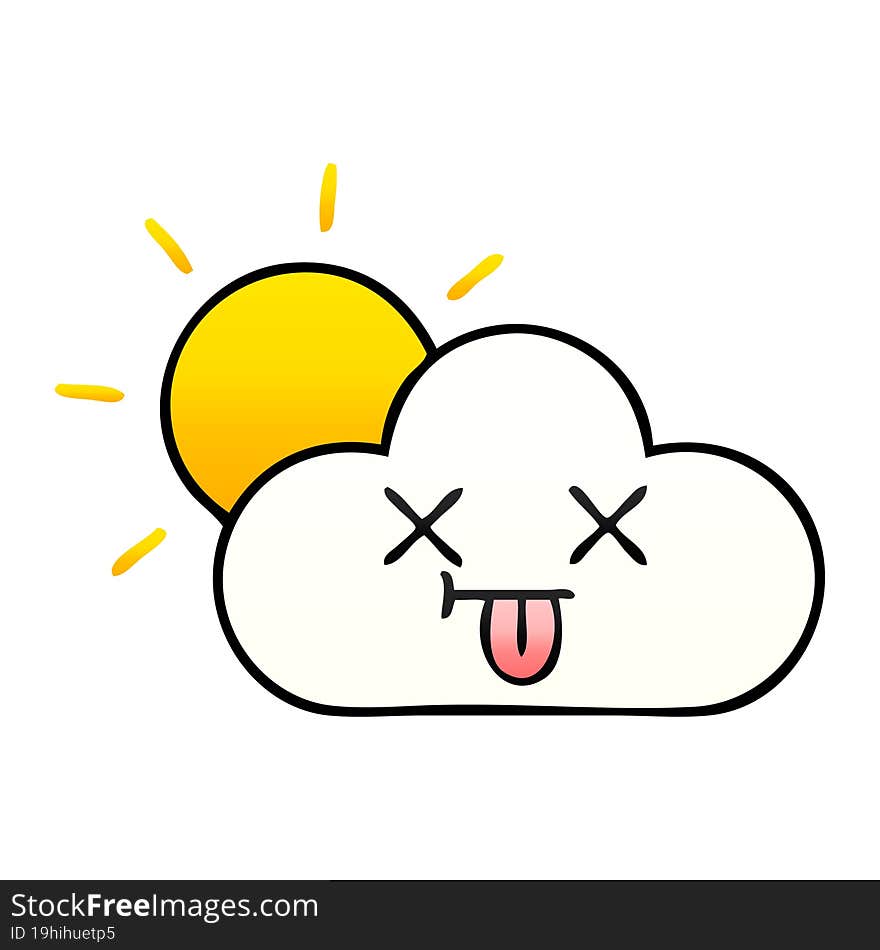 gradient shaded cartoon sunshine and cloud