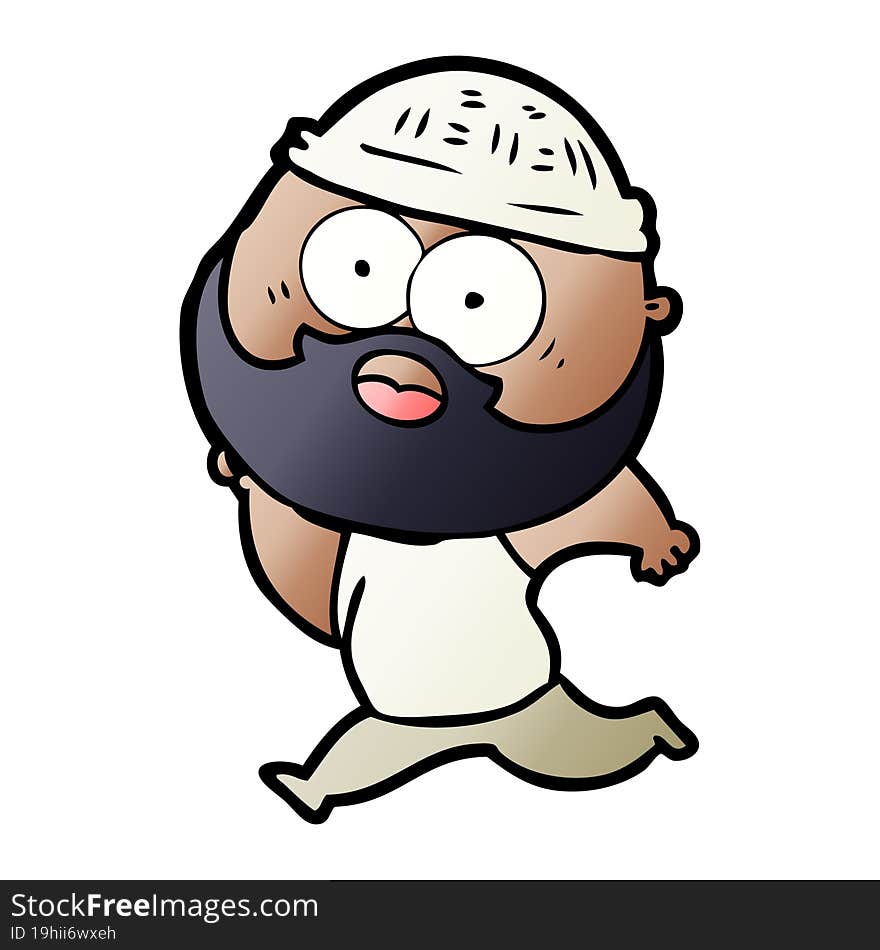 cartoon bearded man running. cartoon bearded man running