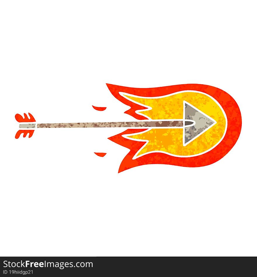 Quirky Retro Illustration Style Cartoon Burning Arrow