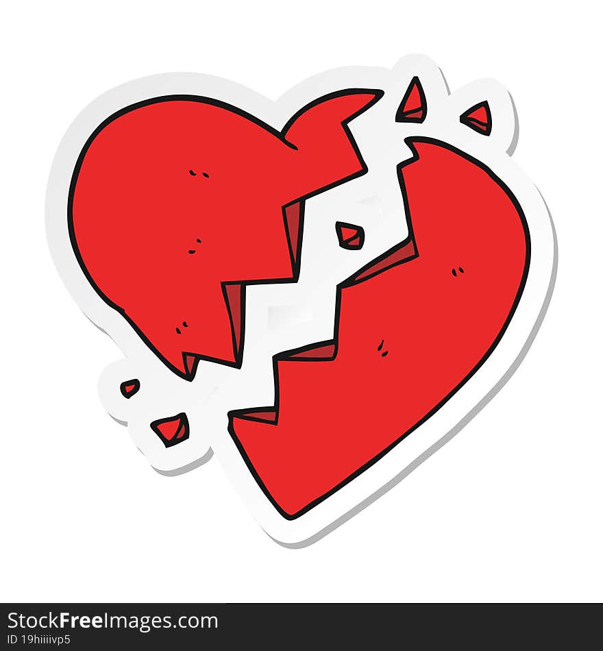 Sticker Of A Cartoon Broken Heart