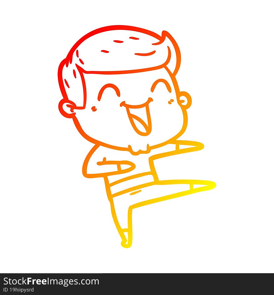 warm gradient line drawing of a cartoon man laughing