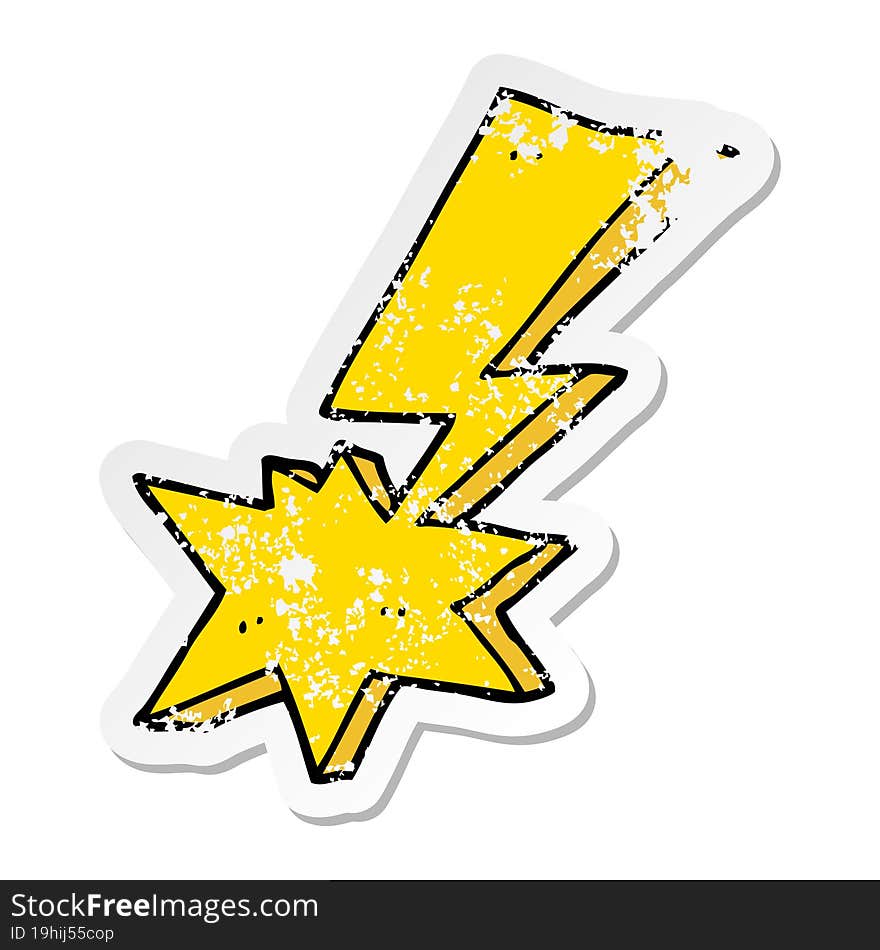 distressed sticker of a cartoon lightning bolt