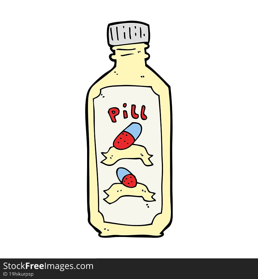 Cartoon Old Bottle Of Pills