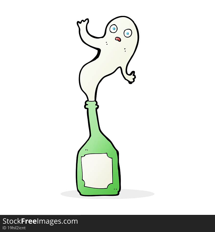 cartoon ghost in bottle