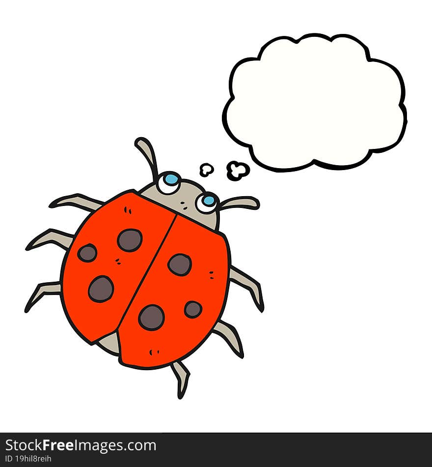 freehand drawn thought bubble cartoon ladybug