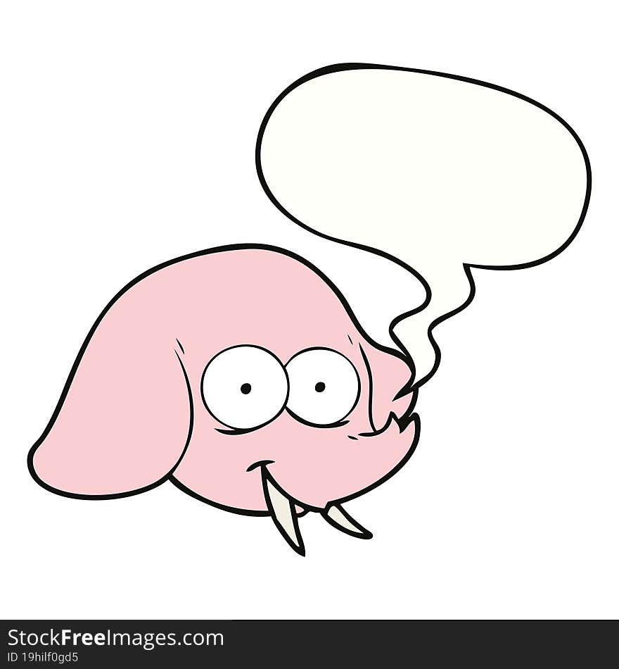 cartoon elephant face and speech bubble