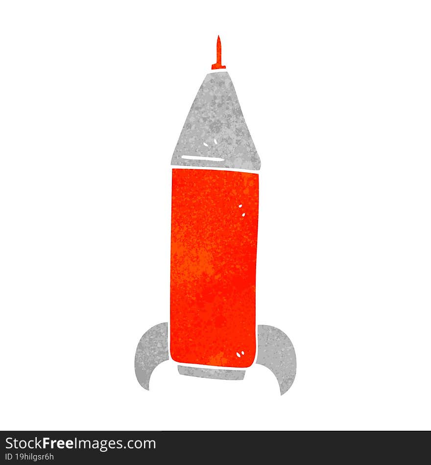 retro cartoon space rocket