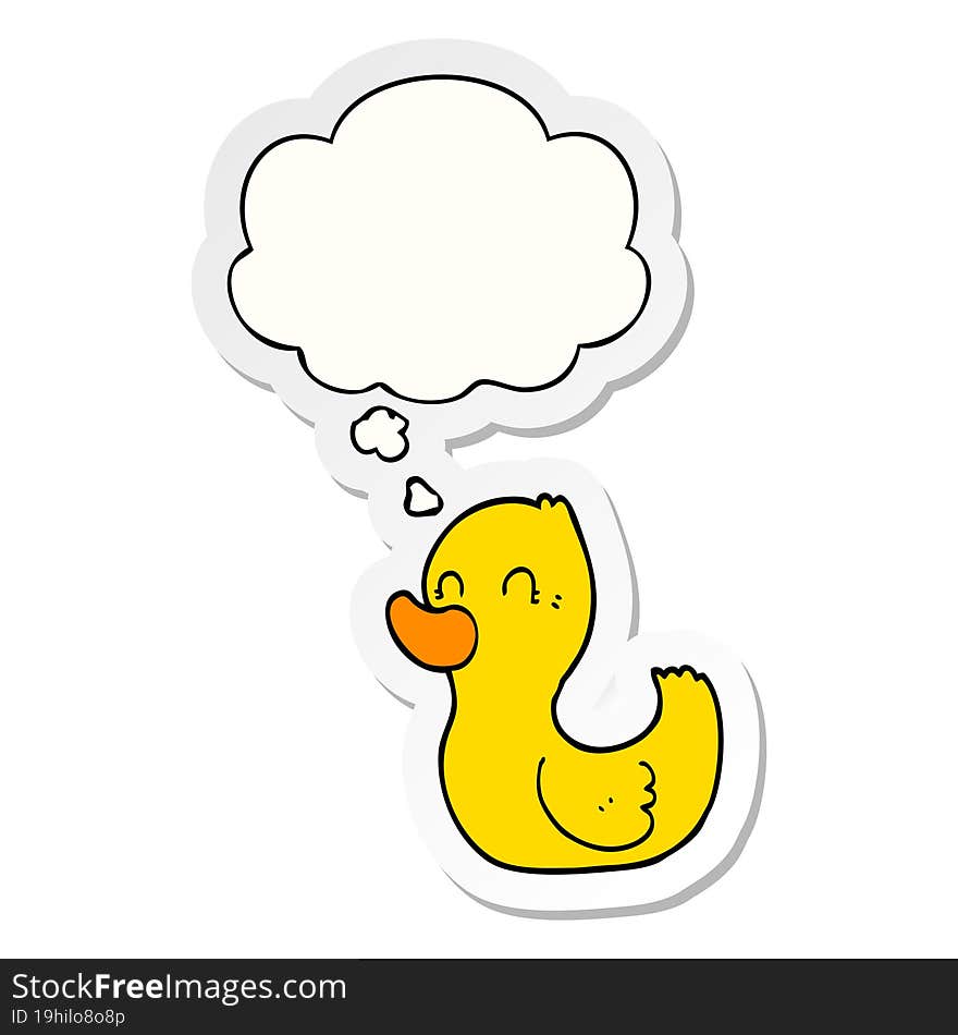 Cartoon Duck And Thought Bubble As A Printed Sticker