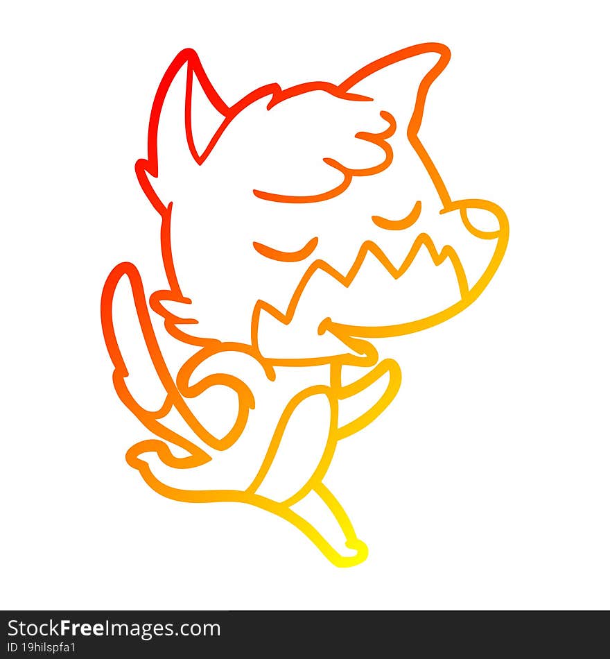 warm gradient line drawing friendly cartoon fox