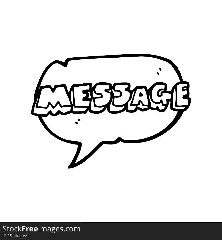 freehand drawn speech bubble cartoon message text