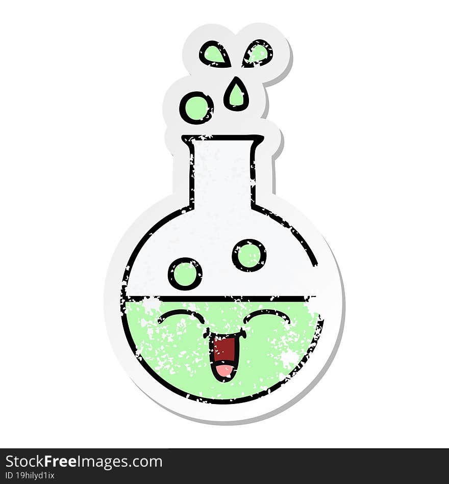 distressed sticker of a cute cartoon test tube