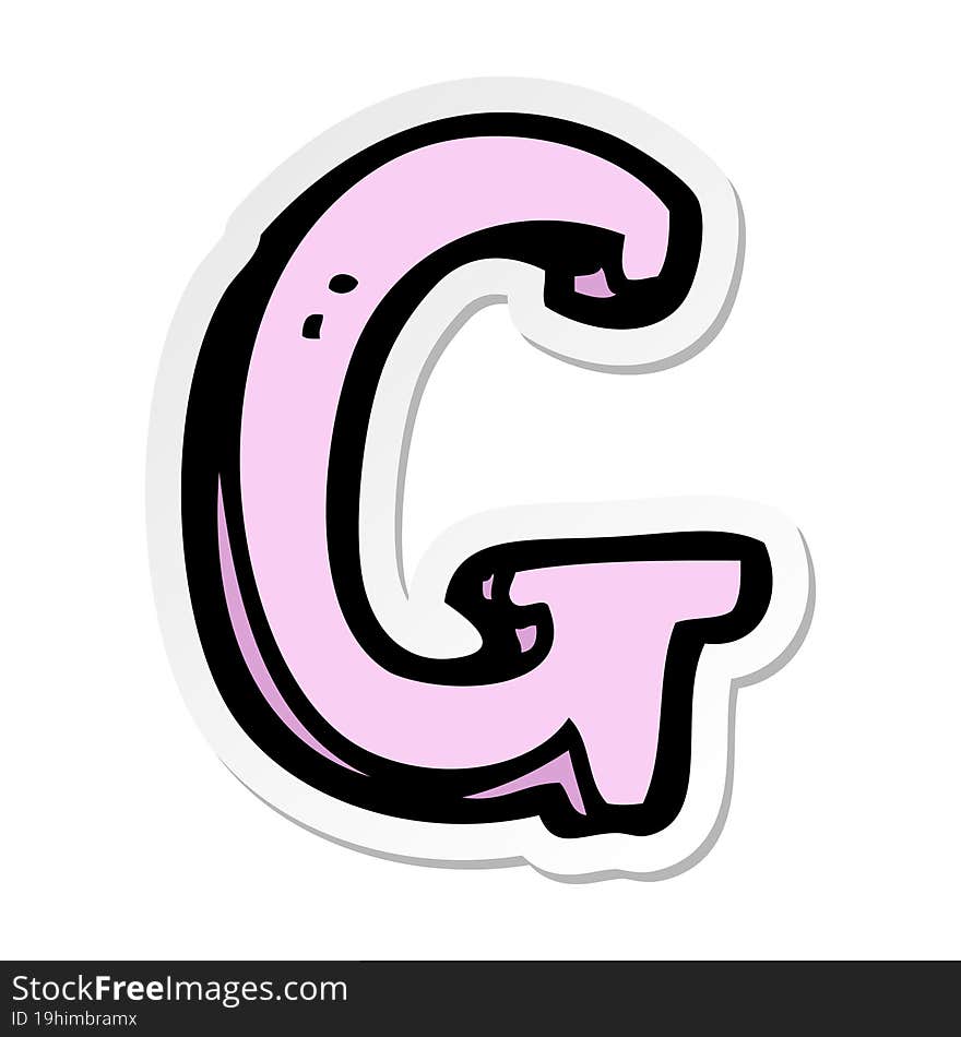 sticker of a cartoon letter G