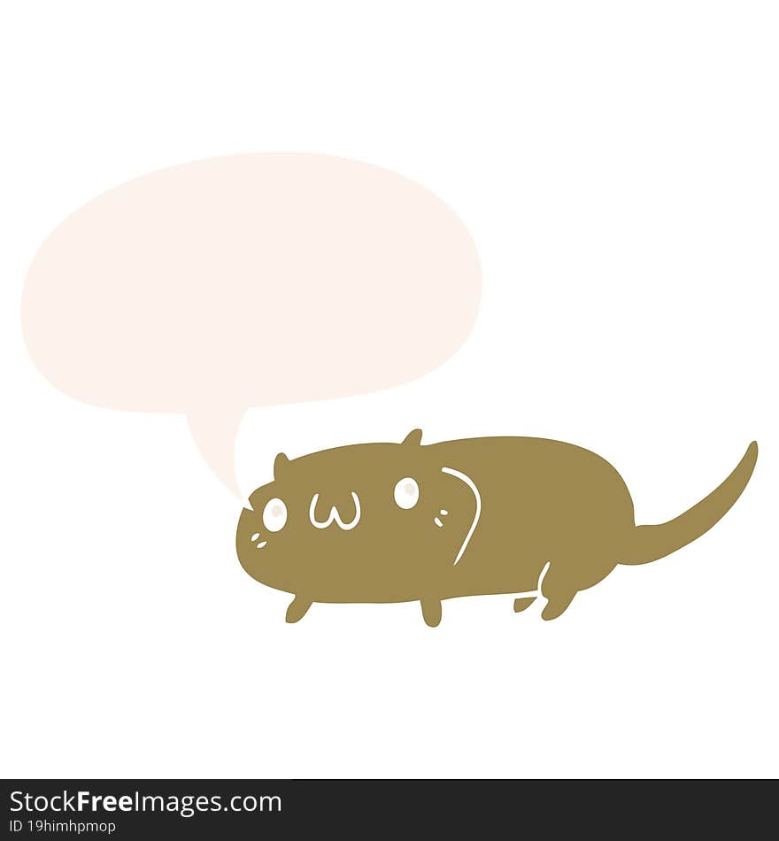 cartoon cat and speech bubble in retro style