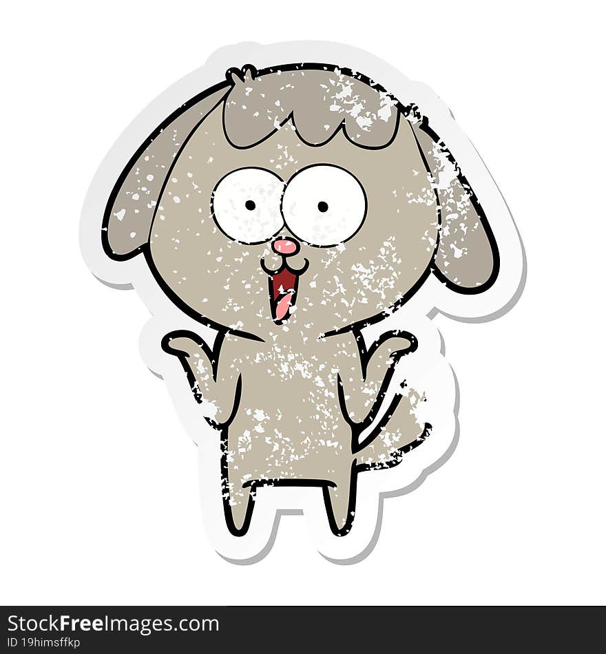 distressed sticker of a cute cartoon dog