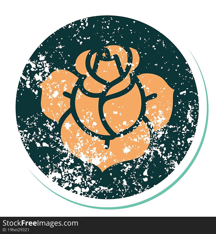 iconic distressed sticker tattoo style image of a flower. iconic distressed sticker tattoo style image of a flower