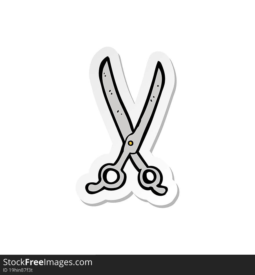 sticker of a cartoon scissors