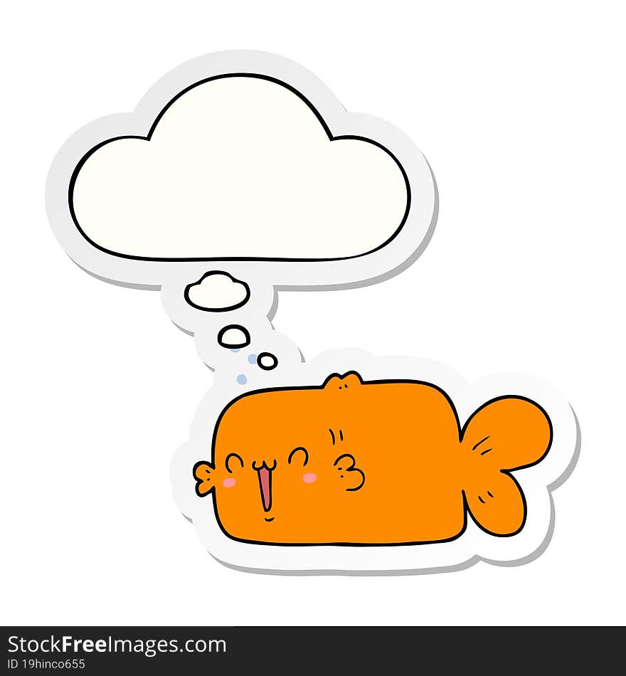 cartoon fish and thought bubble as a printed sticker