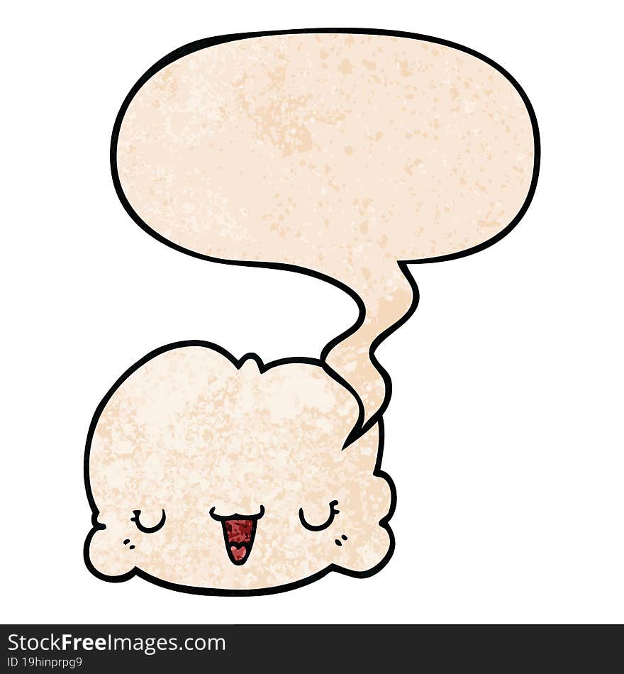 cute cartoon cloud and speech bubble in retro texture style