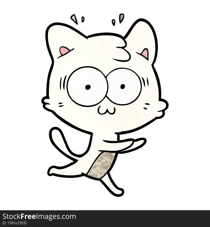 cartoon surprised cat running. cartoon surprised cat running