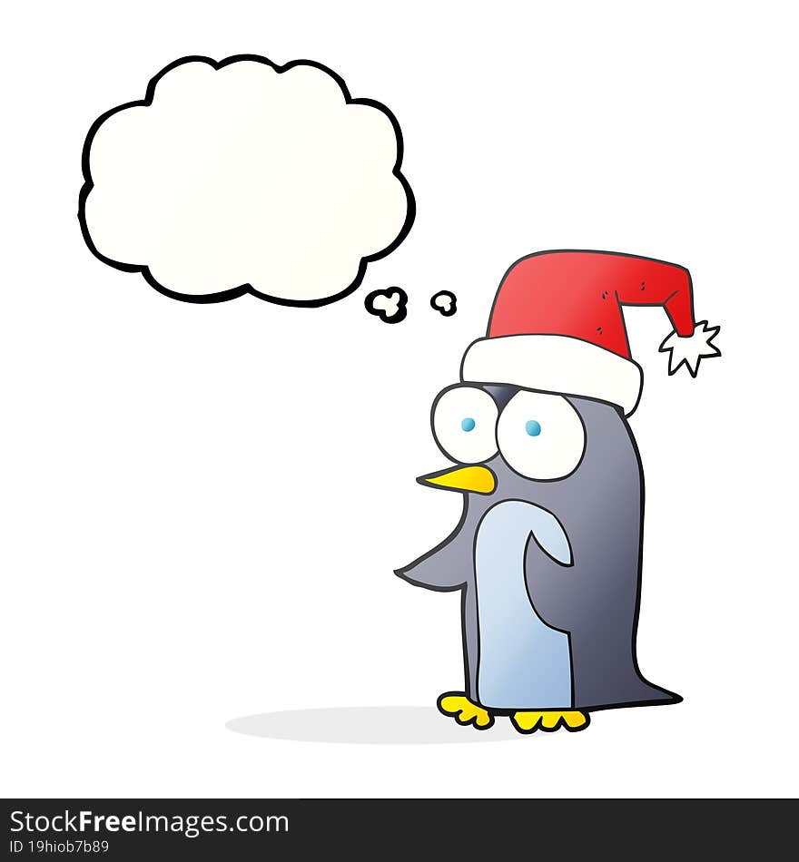 thought bubble cartoon christmas penguin