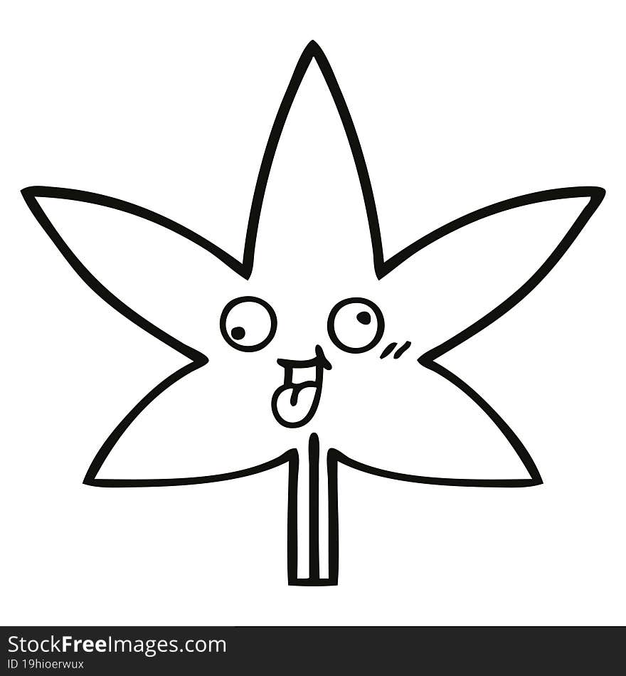 line drawing cartoon marijuana leaf