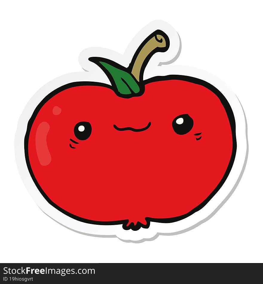 Sticker Of A Cartoon Apple