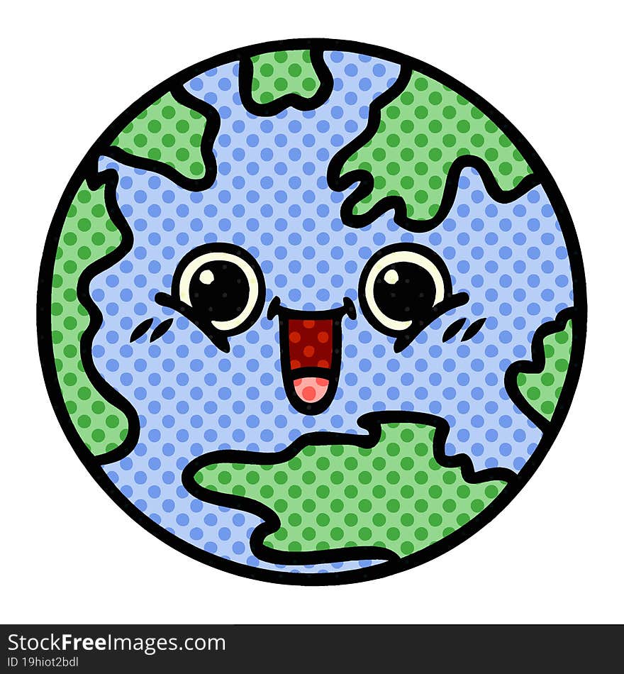 comic book style cartoon of a planet earth