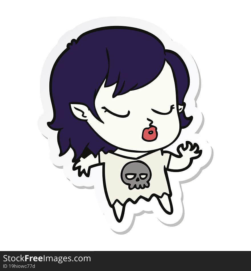 Sticker Of A Cute Cartoon Vampire Girl