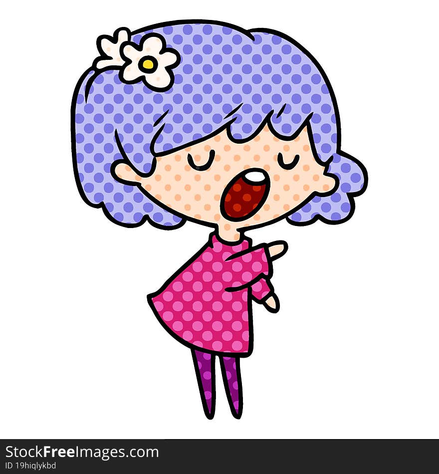 cartoon illustration of a cute kawaii girl. cartoon illustration of a cute kawaii girl